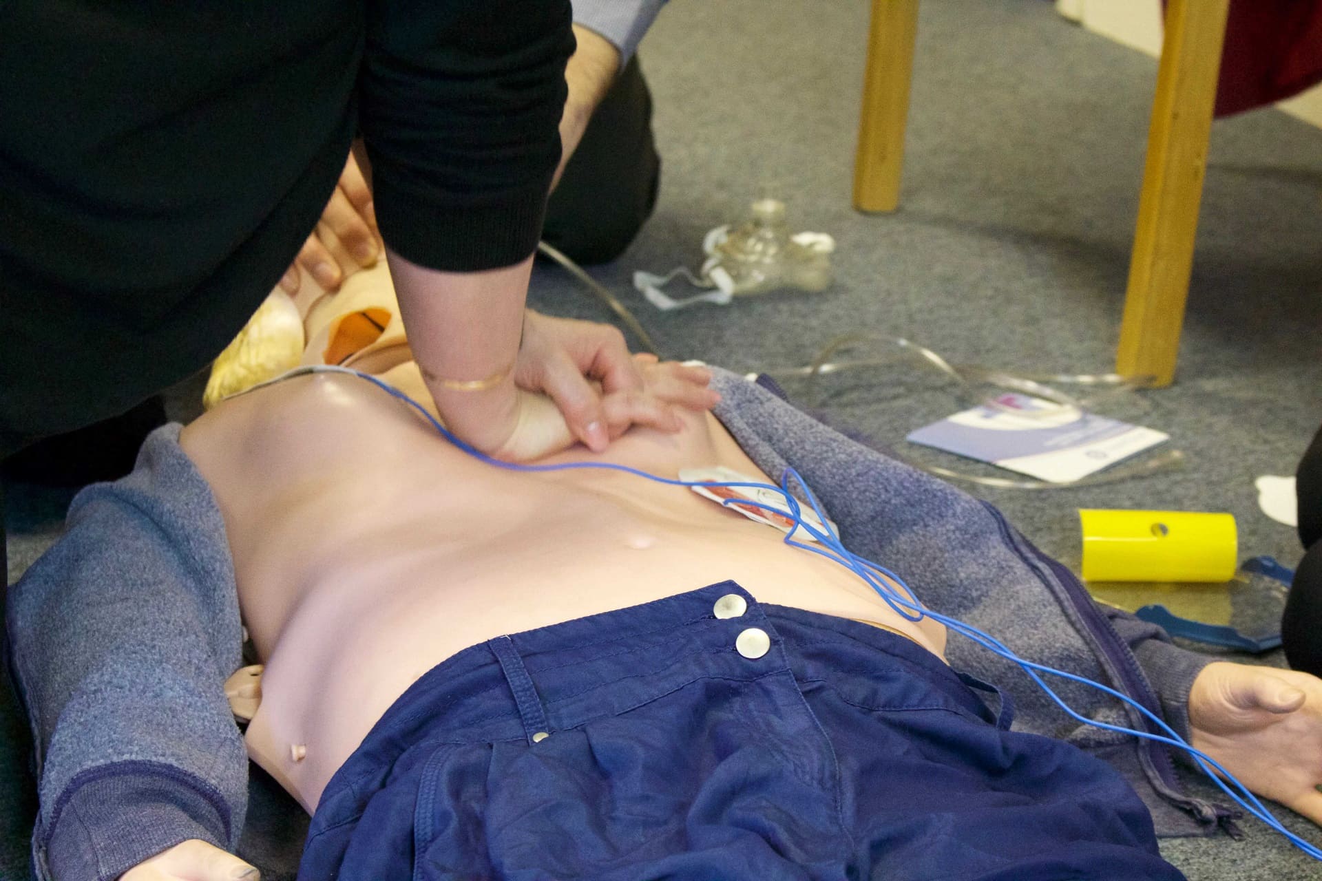 CPR being carried out on a manikin on a Lubas Medical training course